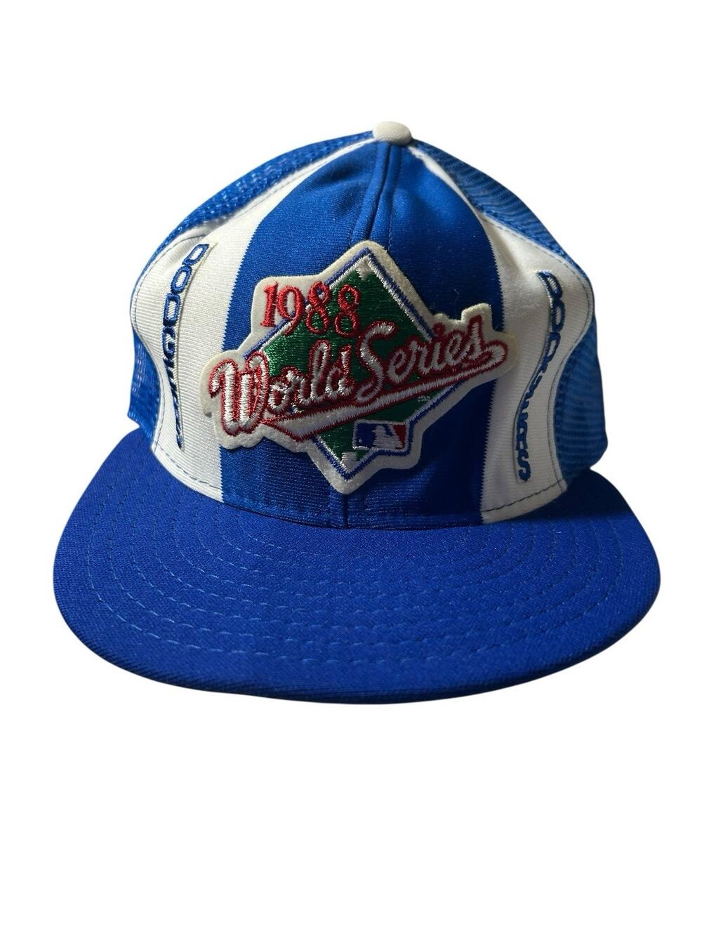 Vintage 1988 World Series LA Dodgers Hat Snapback Blue Mesh Champions READ FLAW